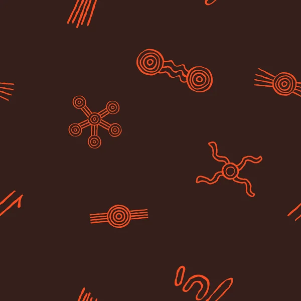 Motif sans couture avec des symboles de l'art aborigène australien — Image vectorielle