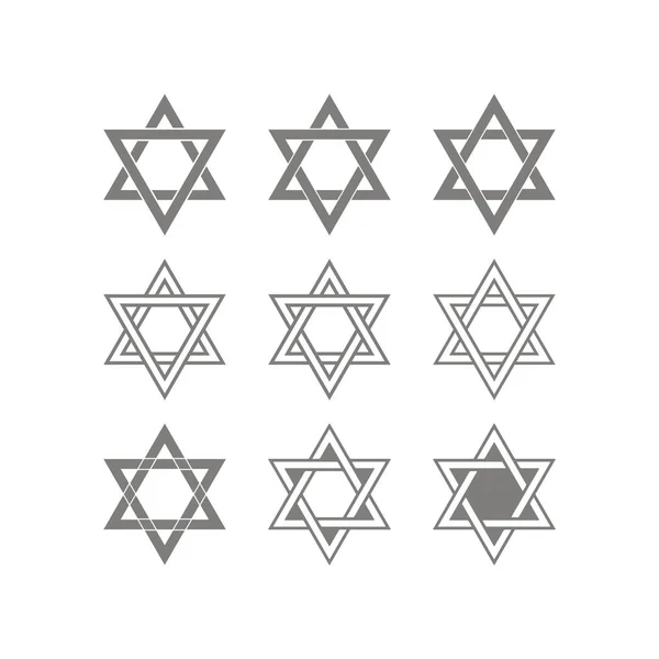 ダビデの星ユダヤ人の伝統的なシンボルとモノクロのアイコンのセット — ストックベクタ