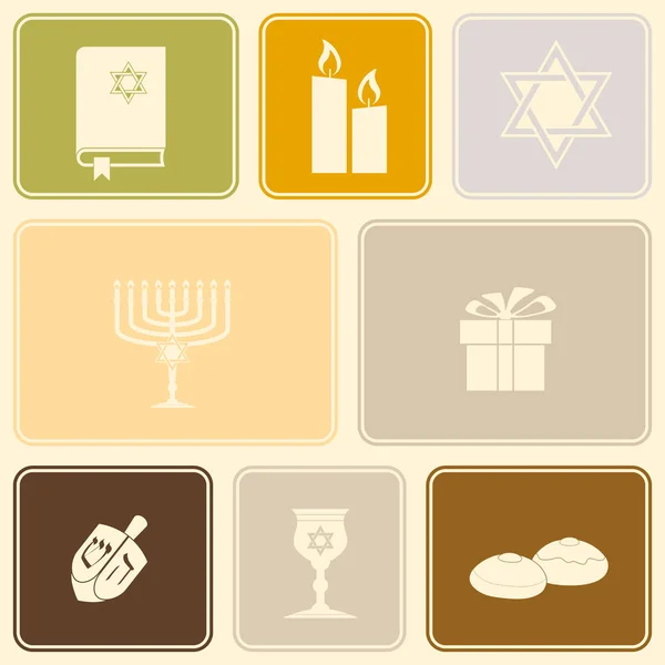 Seamless pattern with hanukkah symbol icons — Stock Vector