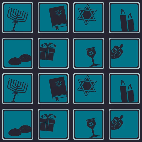 Padrão sem costura com ícones de símbolo hanukkah — Vetor de Stock