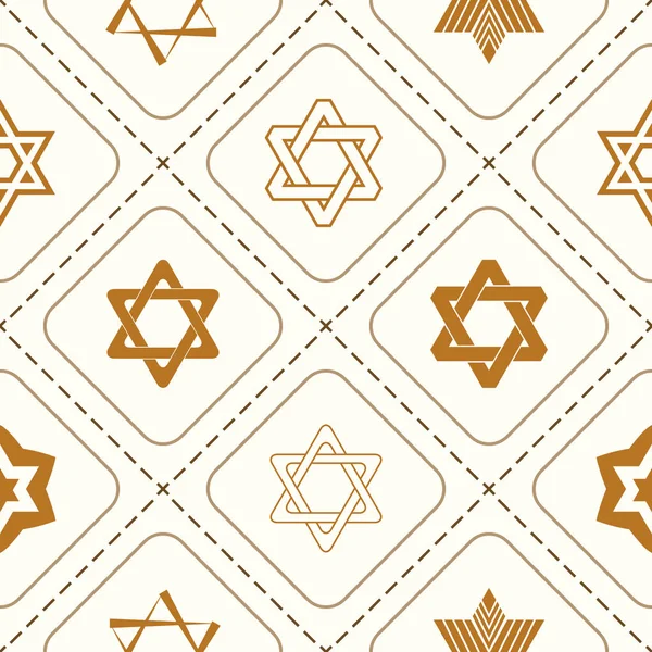 스타 데이비드의 전통적인 유태인 상징으로 완벽 한 패턴 — 스톡 벡터
