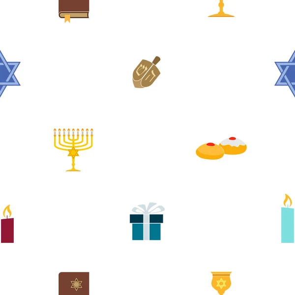 Seamless pattern with hanukkah symbol icons — Stock Vector