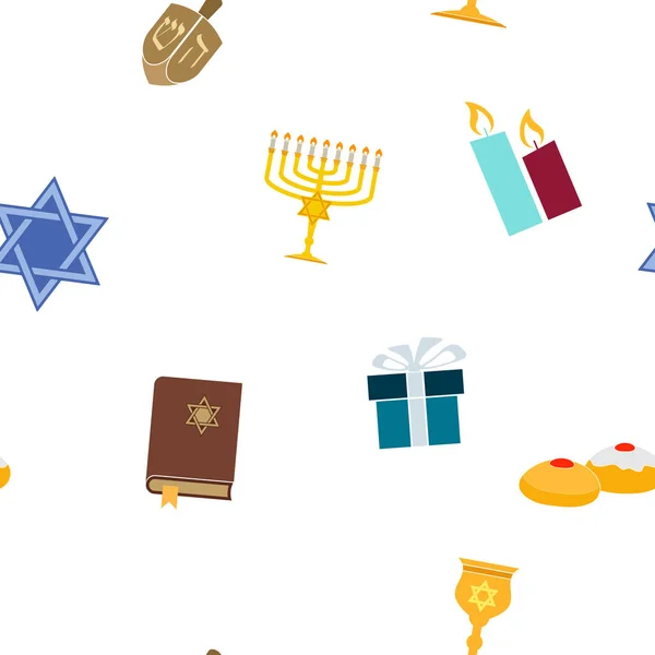 Patrón sin costuras con iconos de símbolo de hanukkah — Vector de stock