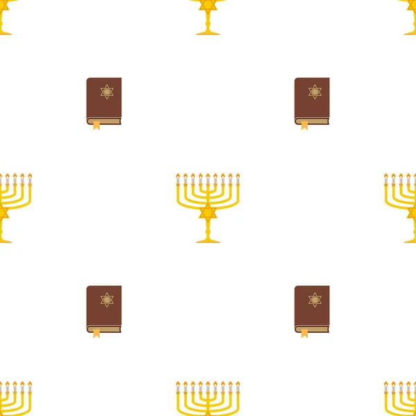 Modello senza cuciture con icone simbolo hanukkah — Vettoriale Stock