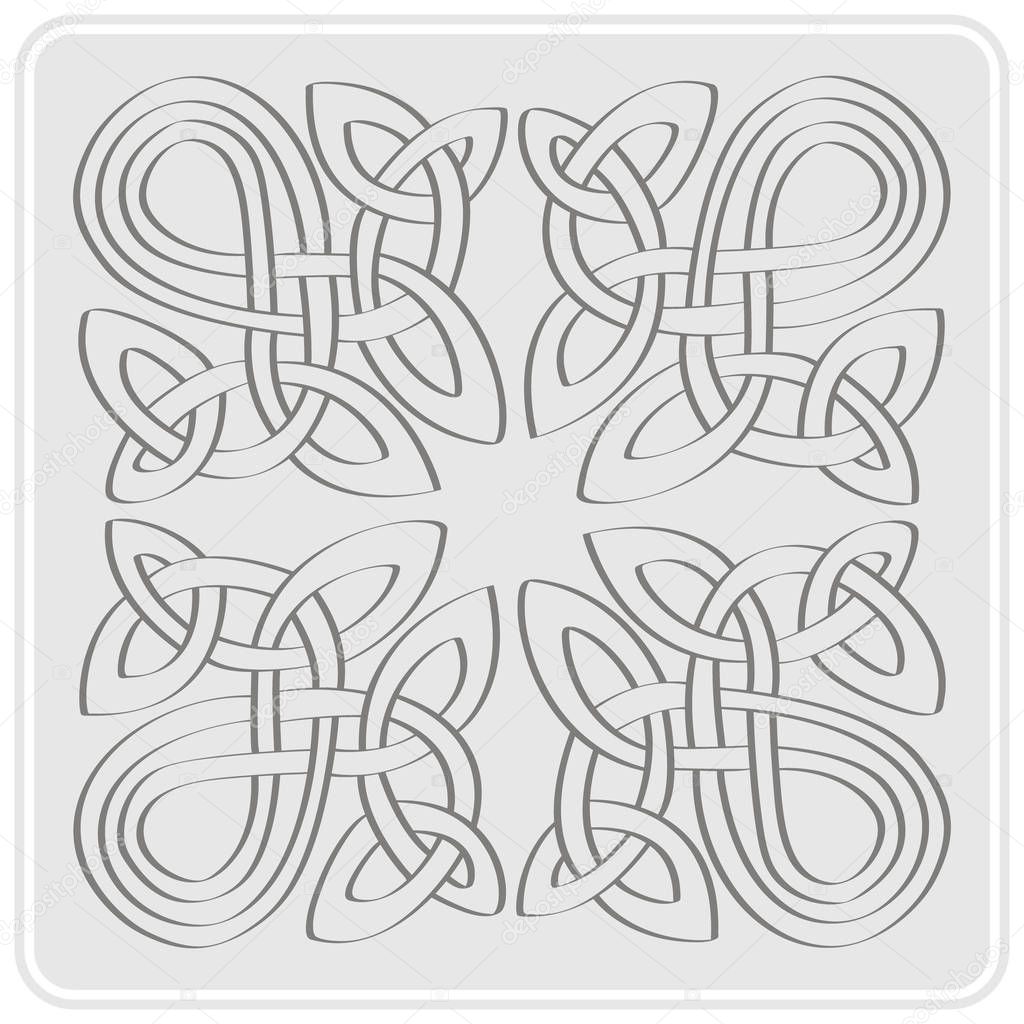  monochrome icon with Celtic art and ethnic ornaments 