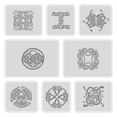 tek renkli simgeler Celtic sanat ve etnik süsler ile ayarla  