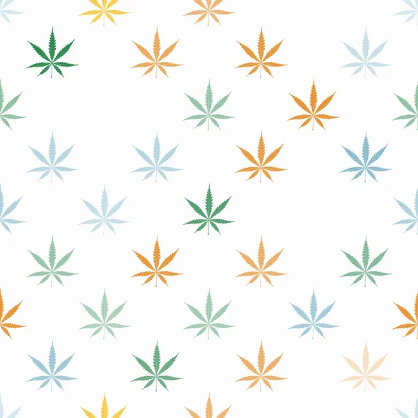 Motif sans couture avec des feuilles de cannabis — Image vectorielle