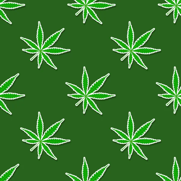 Motif sans couture avec des feuilles de cannabis — Image vectorielle