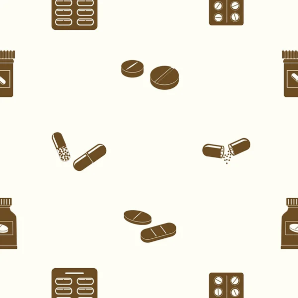 Seamless pattern with  drugs pills and capsules — Stock Vector