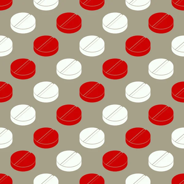 Modèle sans couture avec des pilules et des capsules de médicaments — Image vectorielle
