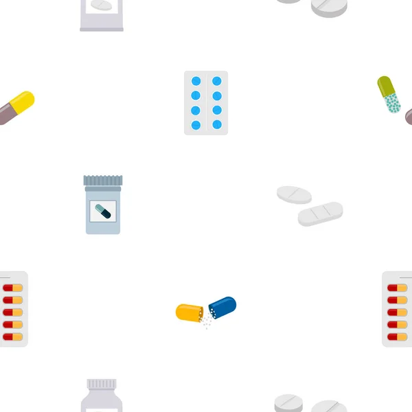 Patrón sin costura con píldoras y cápsulas de drogas — Vector de stock