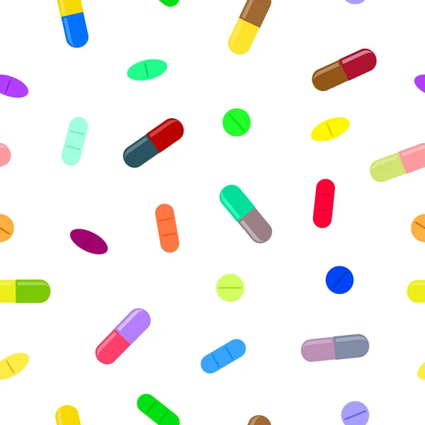 Seamless mönster med droger piller och kapslar — Stock vektor