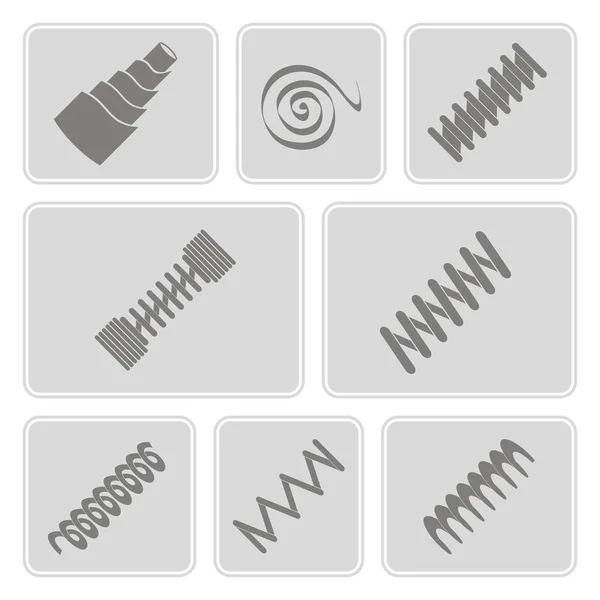 Ensemble d'icônes monochromes avec ressorts — Image vectorielle