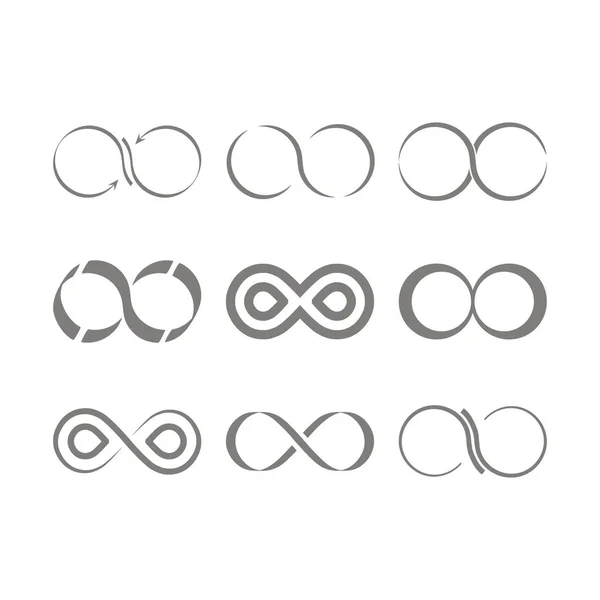 Набір монохромних значків з символами Нескінченності — стоковий вектор