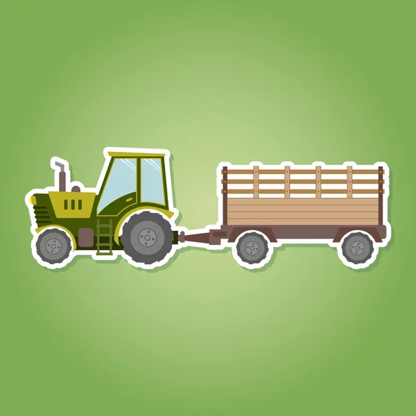 Icono con tractor de granja y remolque — Archivo Imágenes Vectoriales