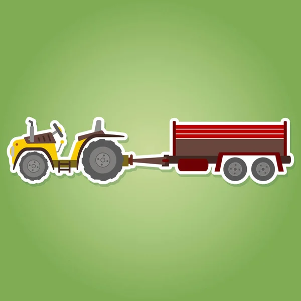 Icono con tractor de granja y remolque — Archivo Imágenes Vectoriales