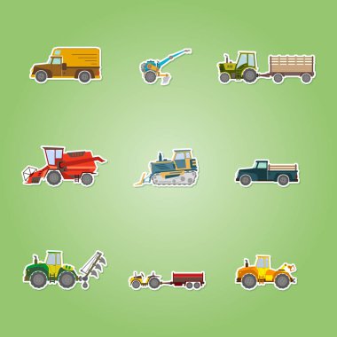 Tarım makineleri ile Icons set 