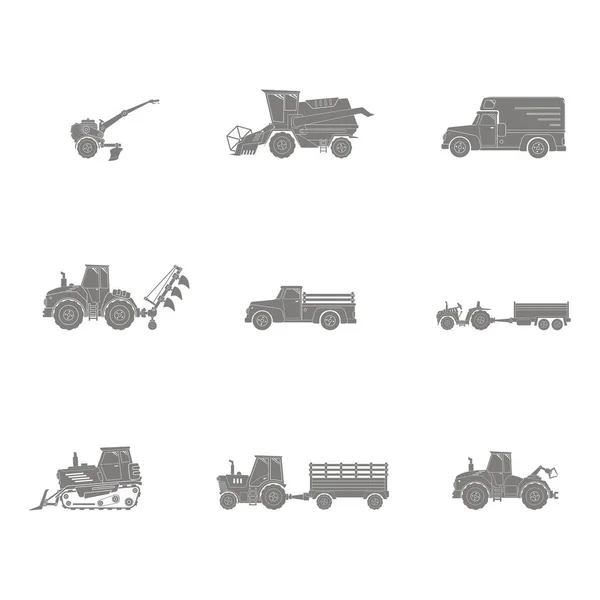 Icons set with agricultural machinery — Stock Vector