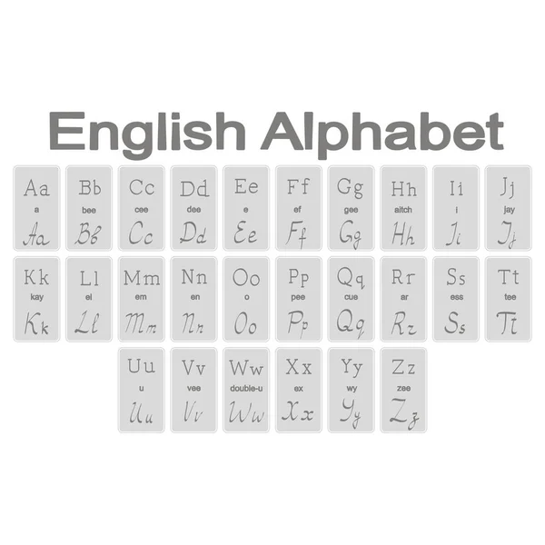 Conjunto de ícones monocromáticos com alfabeto inglês — Vetor de Stock