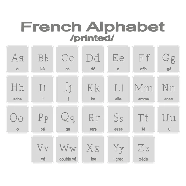 Conjunto de iconos monocromáticos con alfabeto francés — Vector de stock