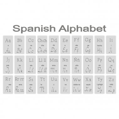 İspanyolca Aphabet ile tek renkli simgeler kümesi 