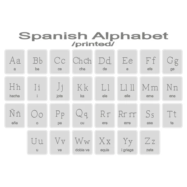 Conjunto de iconos monocromáticos con Aphabet Español — Vector de stock