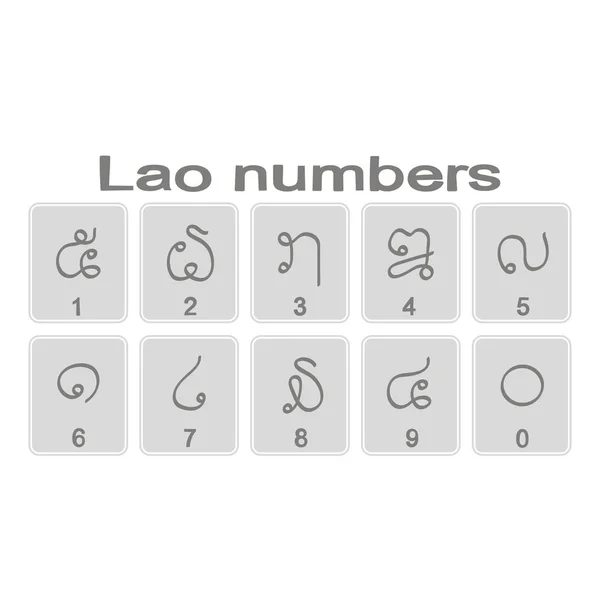 Conjunto de iconos monocromáticos con números Laos — Archivo Imágenes Vectoriales