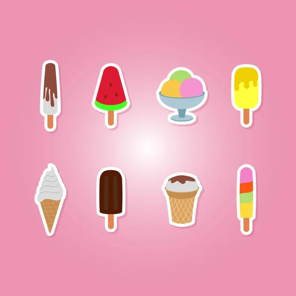 Icons set with ice cream — Stock Vector