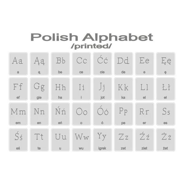 Conjunto de iconos monocromáticos con alfabeto polaco — Vector de stock