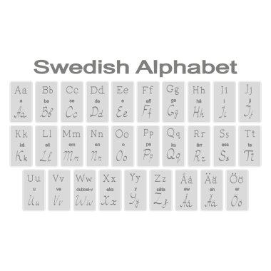 İsveçli alfabesi ile tek renkli simgeler kümesi 