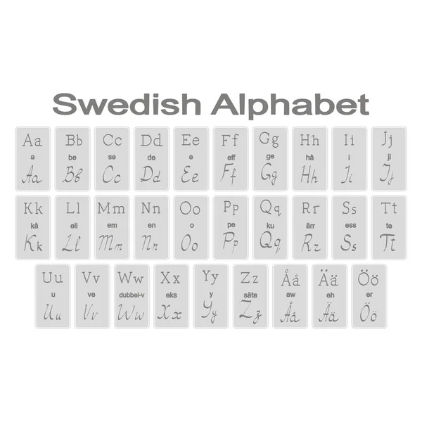 Conjunto de iconos monocromáticos con alfabeto sueco — Vector de stock