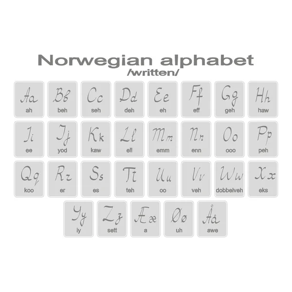 Fekete-fehér ikonok és norvég ábécé — Stock Vector