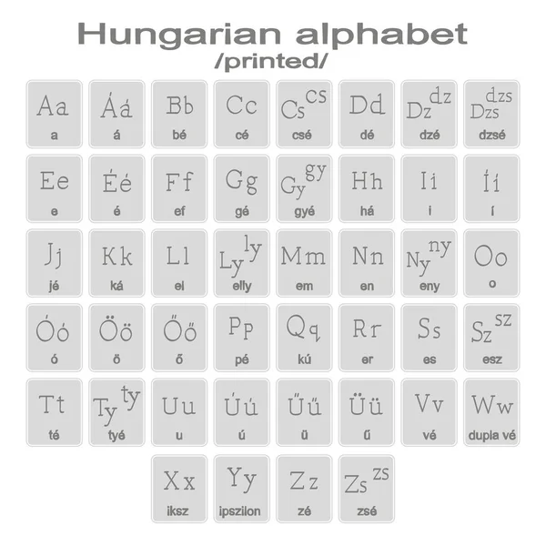 Σύνολο των μονόχρωμες εικόνες με ουγγρικού αλφαβήτου — Διανυσματικό Αρχείο