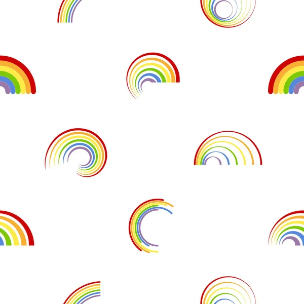Seamless pattern with different rainbows — Stock Vector