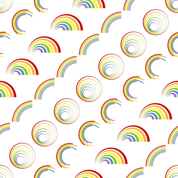 Seamless pattern with different rainbows — Stock Vector