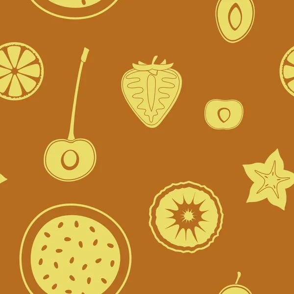 果物アイコンとシームレスなパターン — ストックベクタ