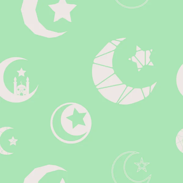Padrão sem costura com símbolo da lua crescente islâmica — Vetor de Stock