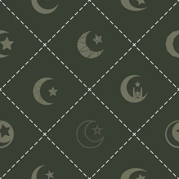 Modèle sans couture avec symbole du croissant de lune islam — Image vectorielle