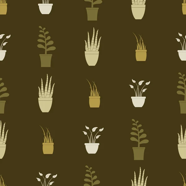 Seamless pattern with house plants icons — Stock Vector