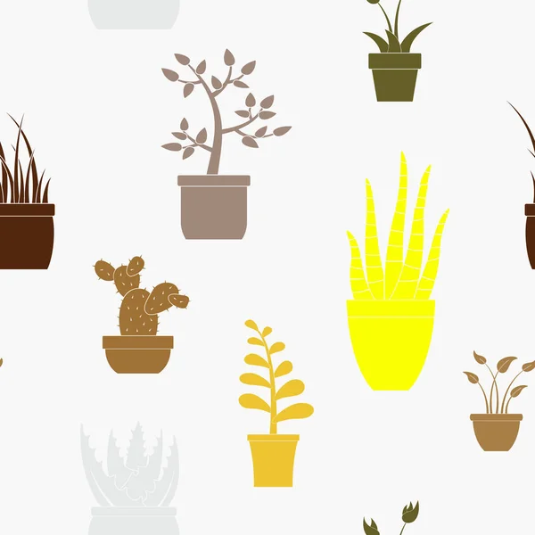 Patrón sin costura con iconos de plantas de la casa — Vector de stock