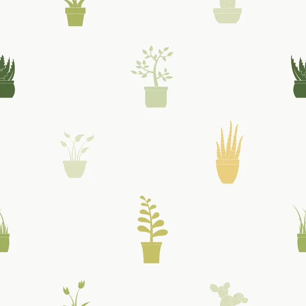 Patrón sin costura con iconos de plantas de la casa — Vector de stock