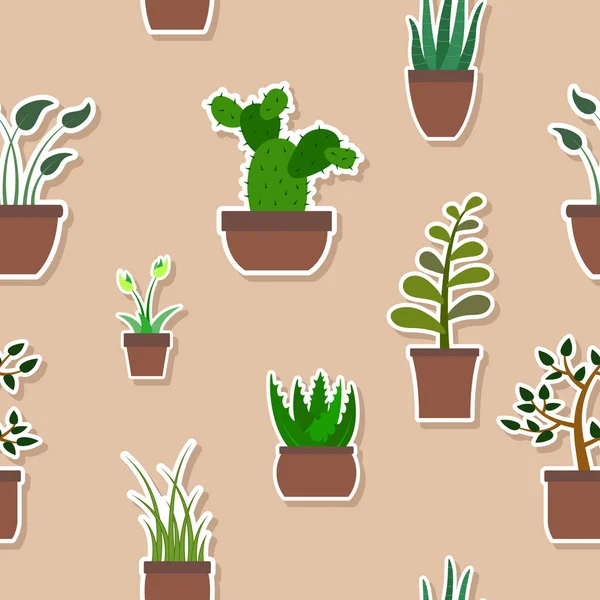 House ile Seamless Modeli simgeler bitkiler 