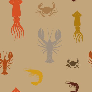 Deniz ürünleri ile kusursuz desen  