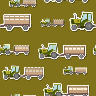 Çiftlik traktör ve römork ile Seamless Modeli 