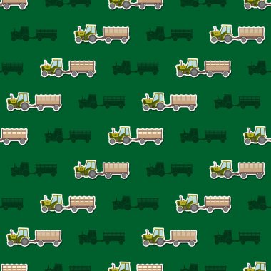 Çiftlik traktör ve römork ile Seamless Modeli 