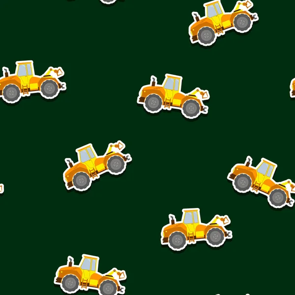 Patrón sin costura con tractor de granja — Archivo Imágenes Vectoriales