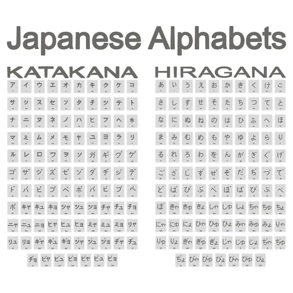 Japon alfabesi katakana ile tek renkli simgeler kümesi 