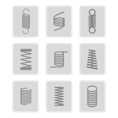 온천과 흑백 아이콘 세트 