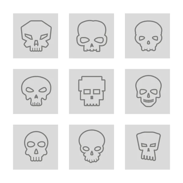 Conjunto de iconos monocromáticos con cráneos — Archivo Imágenes Vectoriales