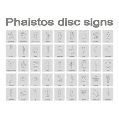 tek renkli simgeler Phaistos disk işaretleri ile ayarla 